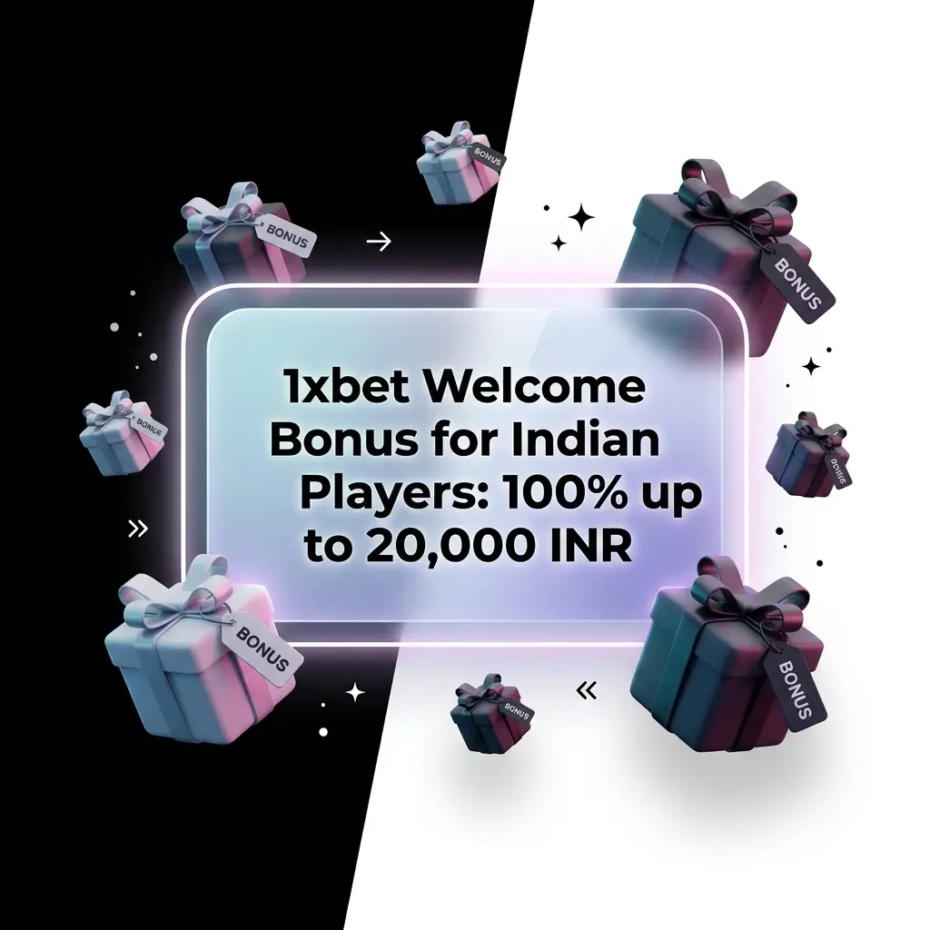 1xbet welcome bonus for Indian players offering 100% deposit match up to 20,000 INR for new users