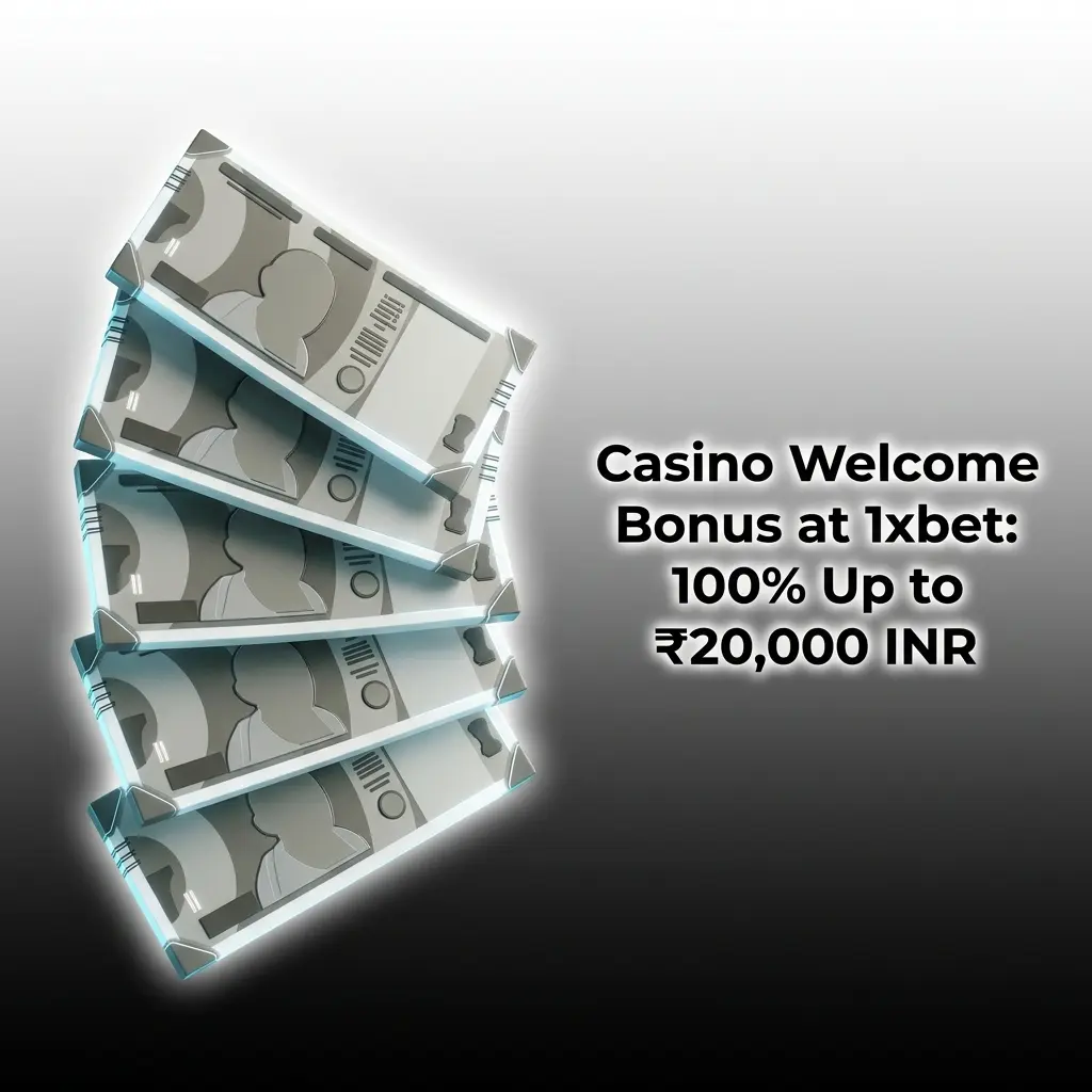 1xbet Casino Welcome Bonus offering 100% match up to ₹20,000 INR with 35x wagering requirement for new players
